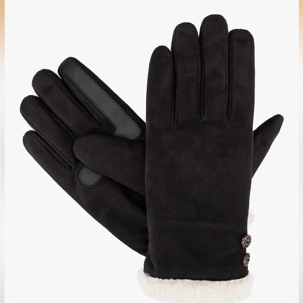 NWT Isotoner Water Repellent Microsuede Touchscreen Sherpa Lined Gloves L/XL - Picture 3 of 8